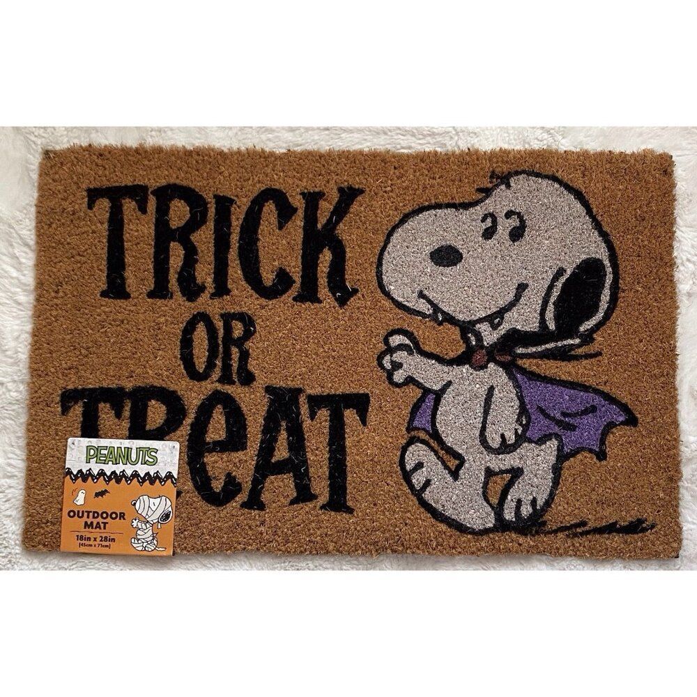 Peanuts Snoopy Halloween Vampire Trick Or Treat Outdoor Coir Door Mat 18 X 28”